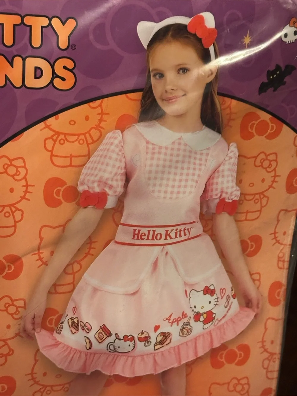 Hello Kitty Pink and White Girls Costume Dress with Headband